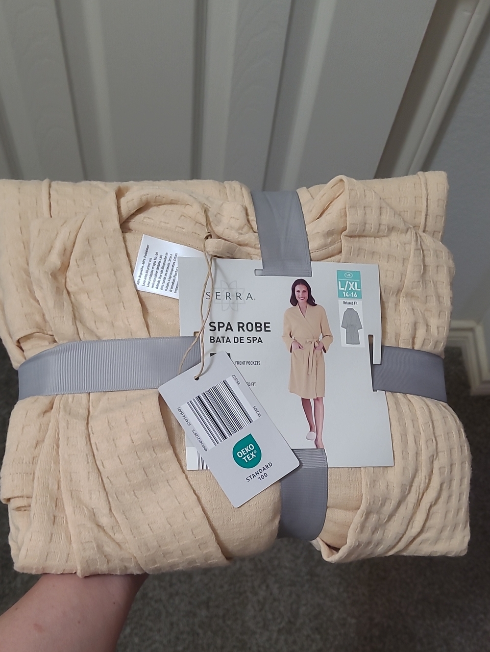 Serra Waffle Spa Robe in Cream - L/XL